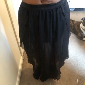 Long sheer Skirt with Mini Skirt Inside